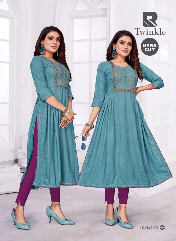 Raashi Twinkle Fancy Designer Wear Wholesale Embroidery Kurtis Catalog